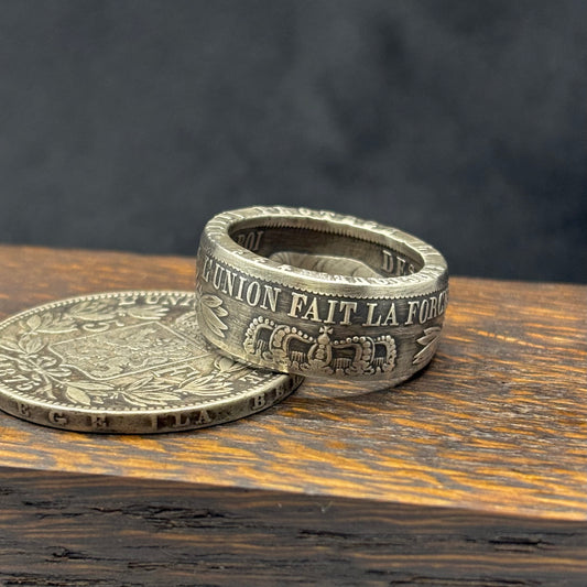 Bague Argent – Pièce 5 Francs Leopold 2