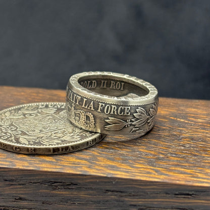 Bague 5 Francs Léopold II en argent